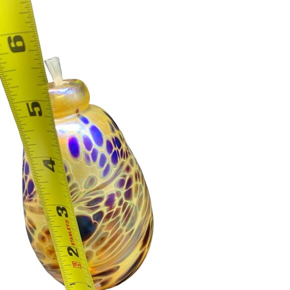Brian Maytum Studios Signed 1990? Art Glass Iridescent Oil Lamp Gold Purple EXC! - Picture 8 of 8